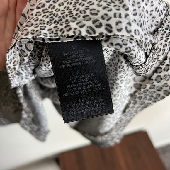 Norma Kamali Leopard Print Sexy Ruched Tank Mini Dress L Grey Animal Print Y2K - Picture 7 of 7